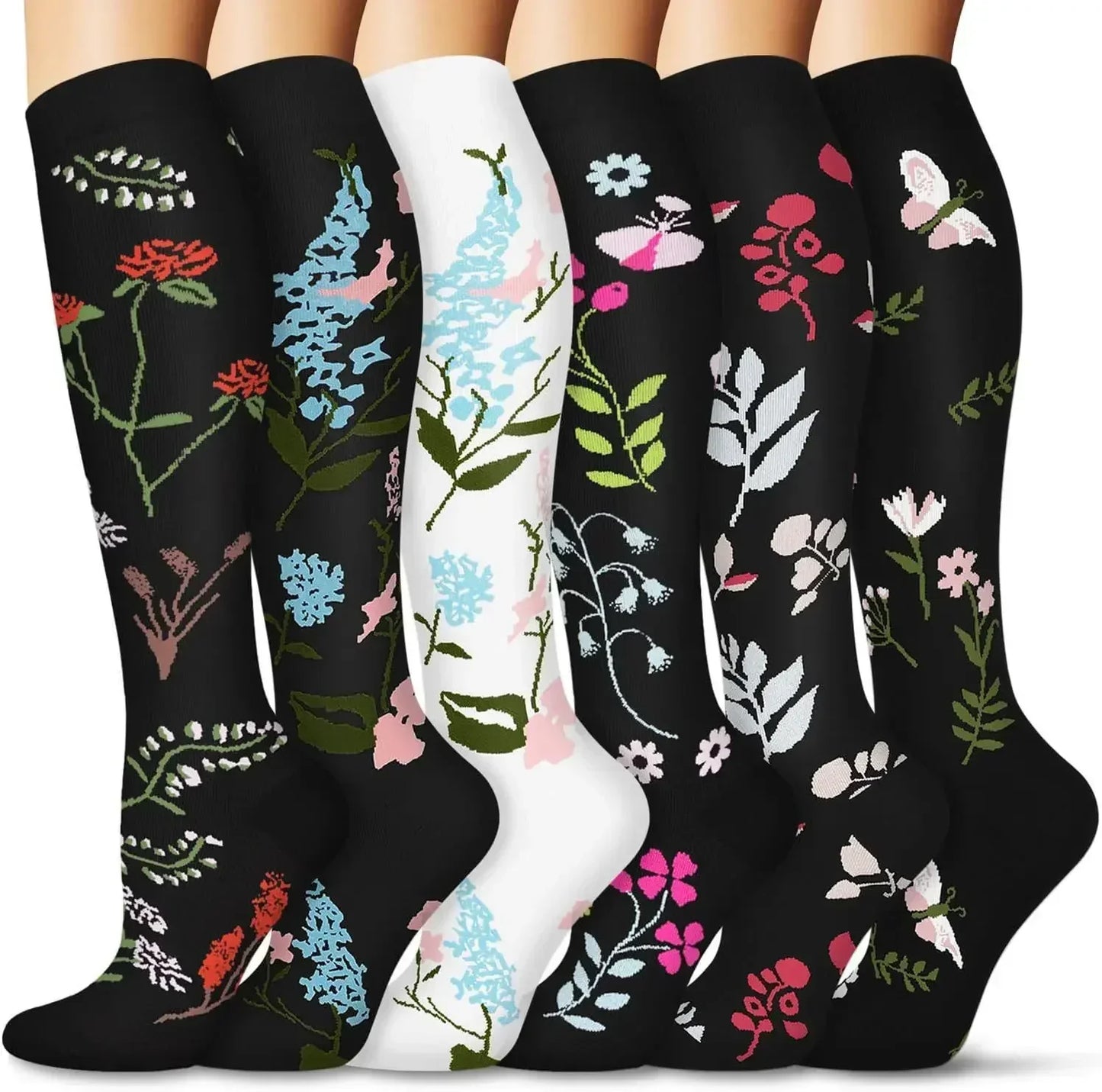 6 Pairs Compression Socks for Men & Women – Ideal for Running, Soccer, Leggings, and Nurses – Pressure Support