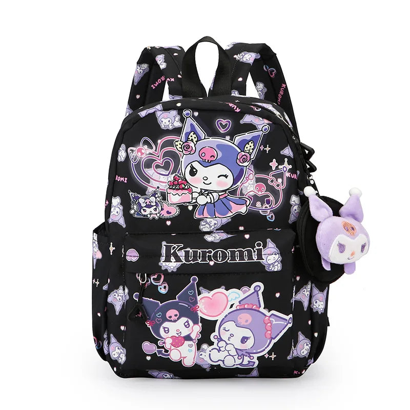 BACK TO SCHOOL: Kuromi,Hello Kitty, Cinnamoroll Backpack Featuring Coin Purse, Sanrio Cartoon Schoolbag Kuromi-B