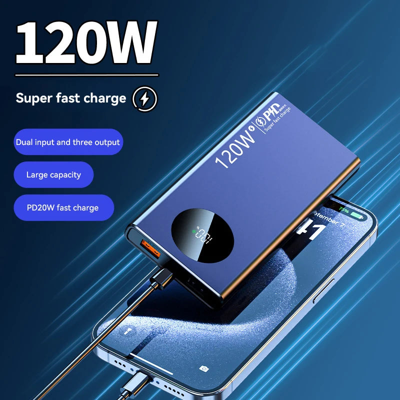 High Capacity Power Bank, Fast Charging, 120W 500000mAh Portable Battery Charger For iPhone Samsung Huawei 2025