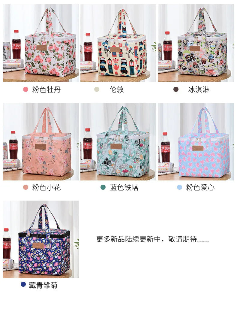 Portable Lunch Bag New Thermal Insulated Lunch Box Tote Cooler Functional Handbag Student Bento Pouch School Food Storage Bags