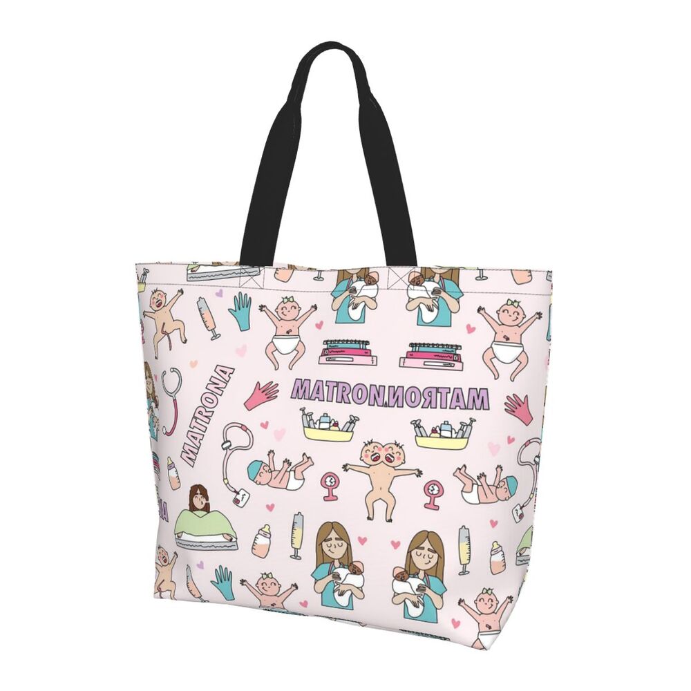 Custom Reusable Funny Nurse Shopping Bag Women Shoulder Canvas Tote Bag Portable Nursing Grocery Shopper Bags
