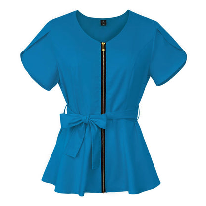 Short Sleeve Women's Scrub Tops for Work Medical Uniforms for Surgery - Healthcare Vibes