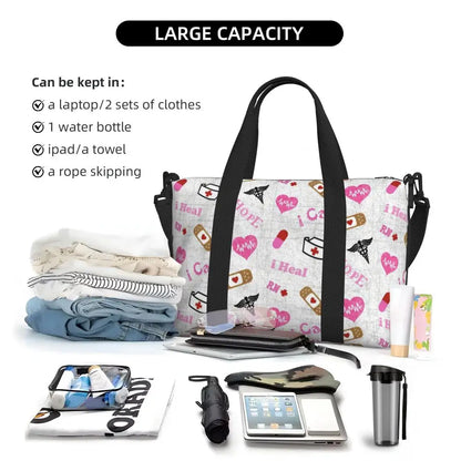 Custom Proud To Be A Nurse Grocery Shopping Tote Bag Women Big Capacity Health Care Nursing Gym Beach Travel Bags