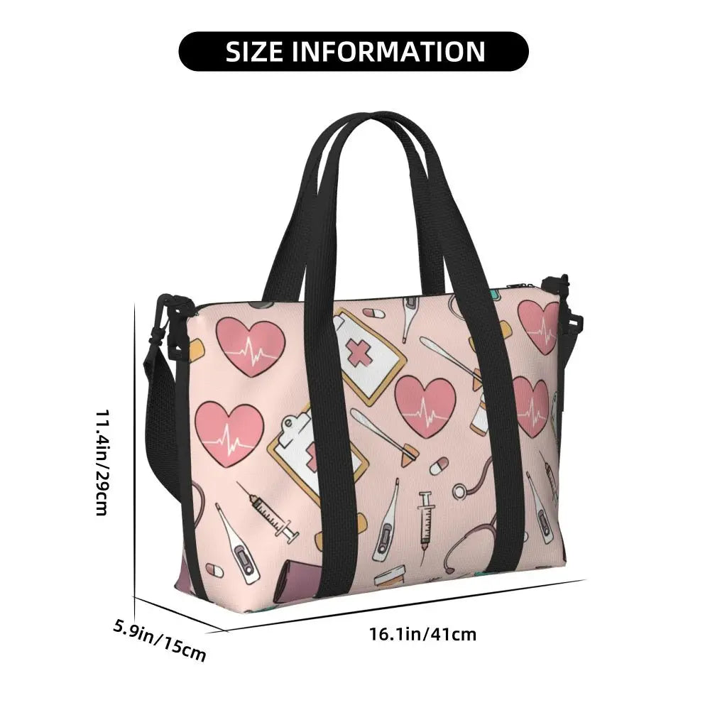 Custom Proud To Be A Nurse Grocery Shopping Tote Bag Women Big Capacity Health Care Nursing Gym Beach Travel Bags