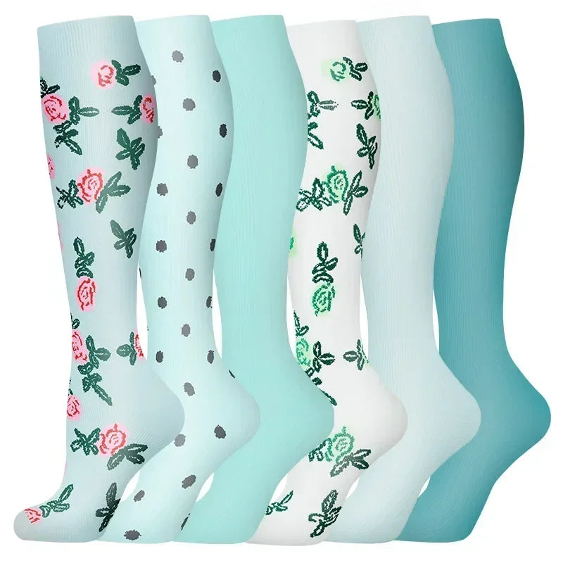 6 Pairs of Men and Women Compression Socks - Ideal for Running, Soccer, and Everyday Comfort!