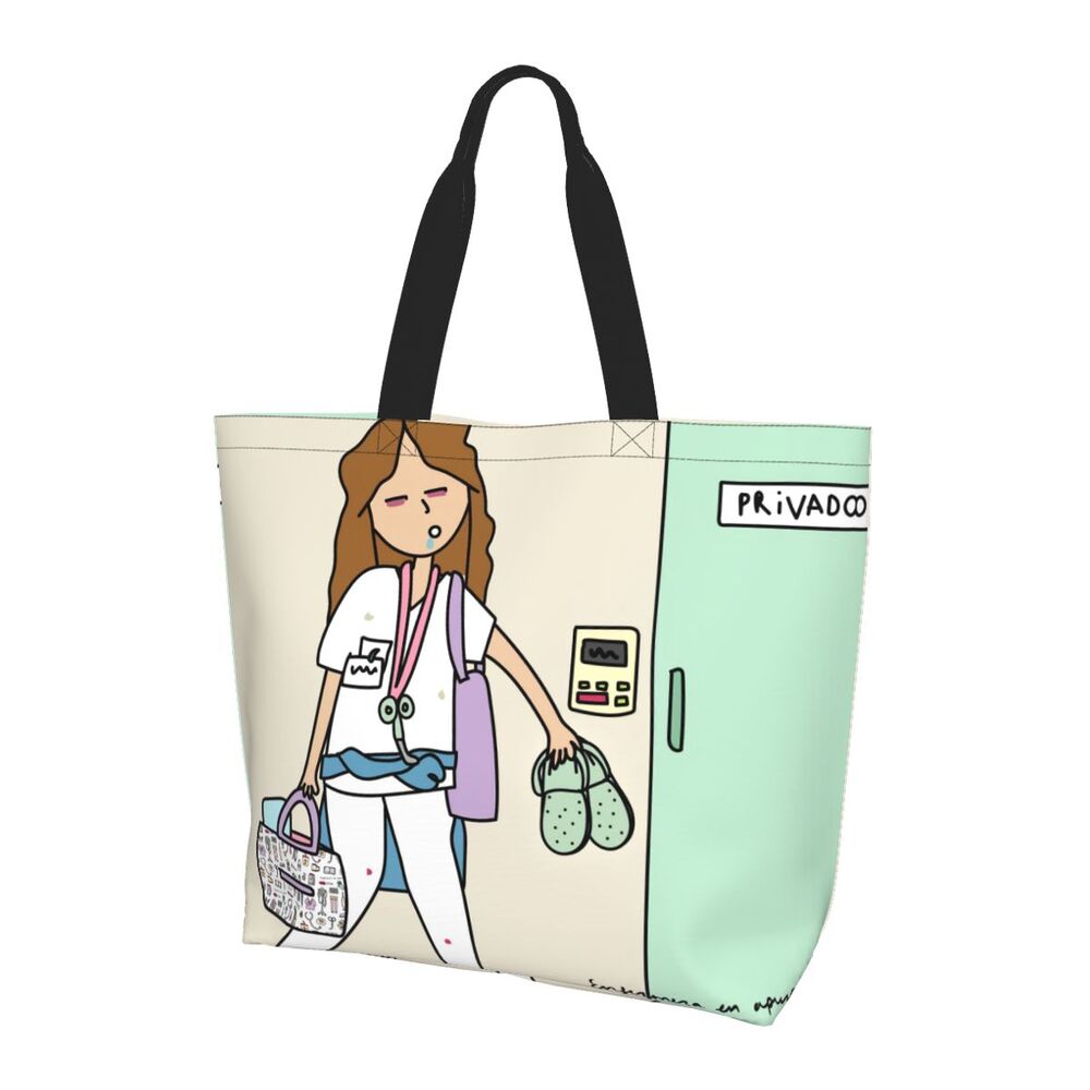 Custom Reusable Funny Nurse Shopping Bag Women Shoulder Canvas Tote Bag Portable Nursing Grocery Shopper Bags