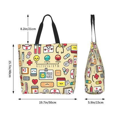 Custom Reusable Funny Nurse Shopping Bag Women Shoulder Canvas Tote Bag Portable Nursing Grocery Shopper Bags