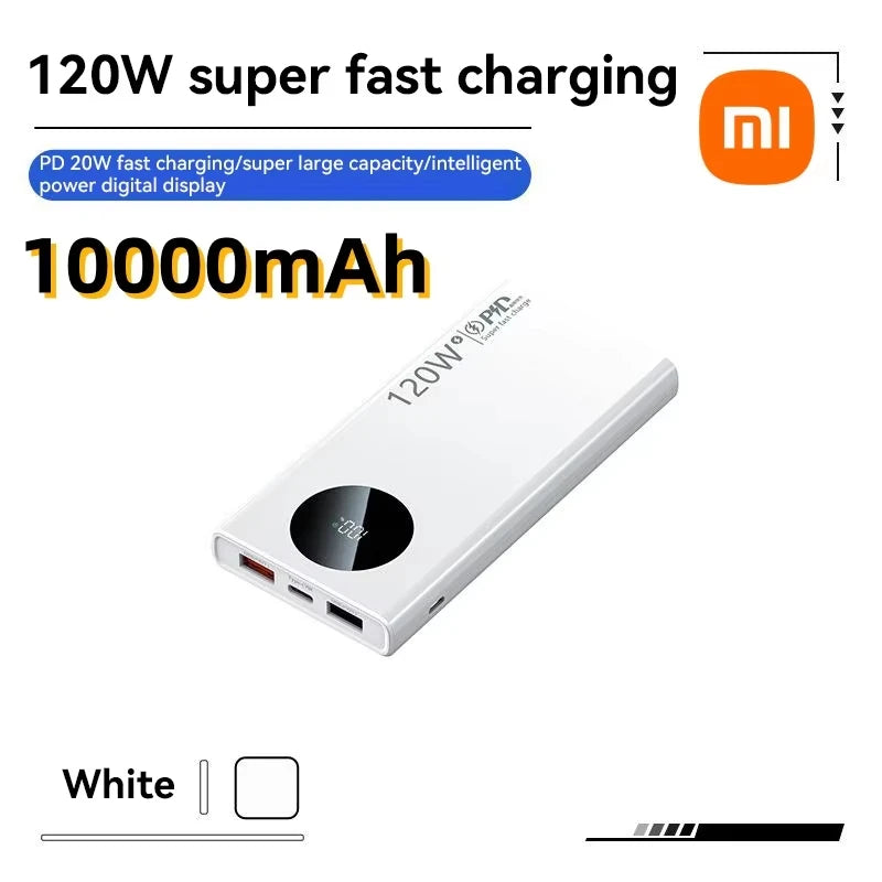 High Capacity Power Bank, Fast Charging, 120W 500000mAh Portable Battery Charger For iPhone Samsung Huawei 2025 White 10000mAh