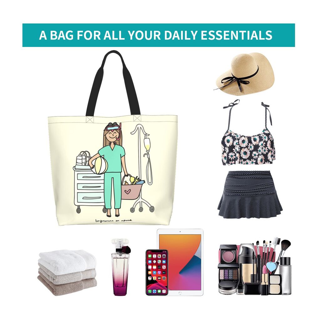 Custom Reusable Funny Nurse Shopping Bag Women Shoulder Canvas Tote Bag Portable Nursing Grocery Shopper Bags