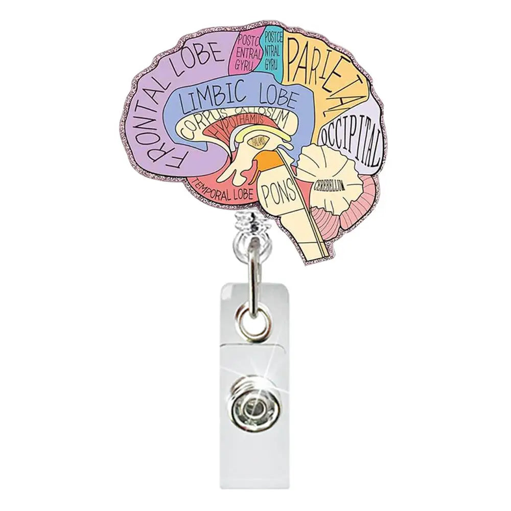 Badge Reel Lightweight Retractable Badge Clip Id Card Holder Compact Nurse Id Holder For Hospitals Doctors Exhibitions Brain