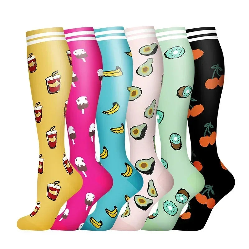 6 Pairs Compression Socks for Men & Women – Ideal for Running, Soccer, Leggings, and Nurses – Pressure Support