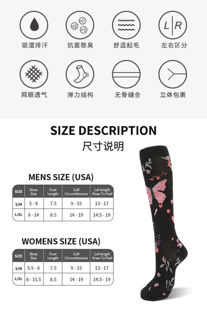 Compression Socks Compress Socks Yoga Air Travel Moisture Control & Odor Resistance Graduated Pressure Nylon Anti-Varicose