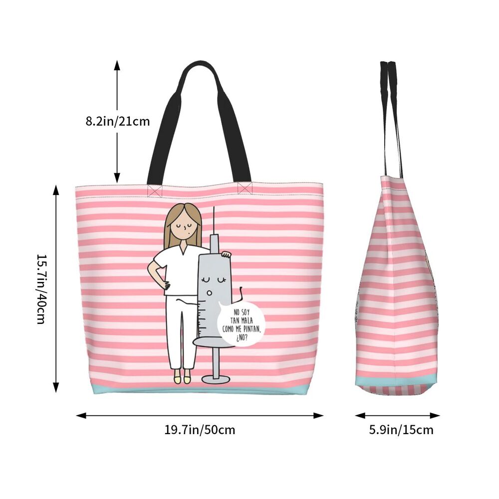 Custom Reusable Funny Nurse Shopping Bag Women Shoulder Canvas Tote Bag Portable Nursing Grocery Shopper Bags