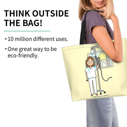 Custom Reusable Funny Nurse Shopping Bag Women Shoulder Canvas Tote Bag Portable Nursing Grocery Shopper Bags