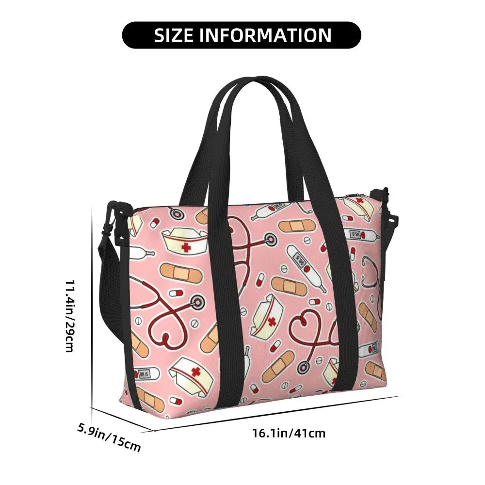 Custom Proud To Be A Nurse Grocery Shopping Tote Bag Women Big Capacity Health Care Nursing Gym Beach Travel Bags