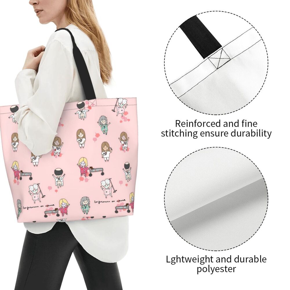 Custom Reusable Funny Nurse Shopping Bag Women Shoulder Canvas Tote Bag Portable Nursing Grocery Shopper Bags