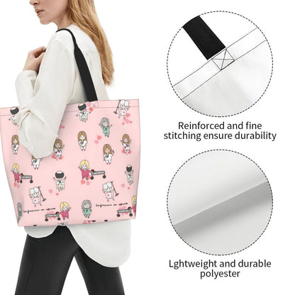 Custom Reusable Funny Nurse Shopping Bag Women Shoulder Canvas Tote Bag Portable Nursing Grocery Shopper Bags