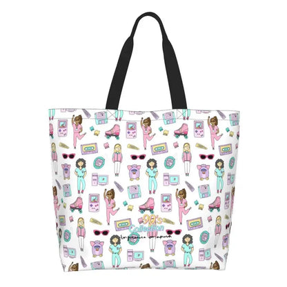 Cartoon Doctor Nurse Enfermera En Apuros Grocery Bags Large Capacity Aesthetic Merch For Woman Street Shoulder Bag 12 One Size