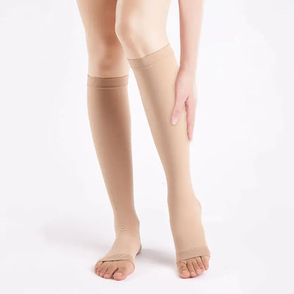 Compression Socks: Pressure Level 2, Stress Relief Compression Socks-1 Pair Flesh Open Toe One Size CHINA