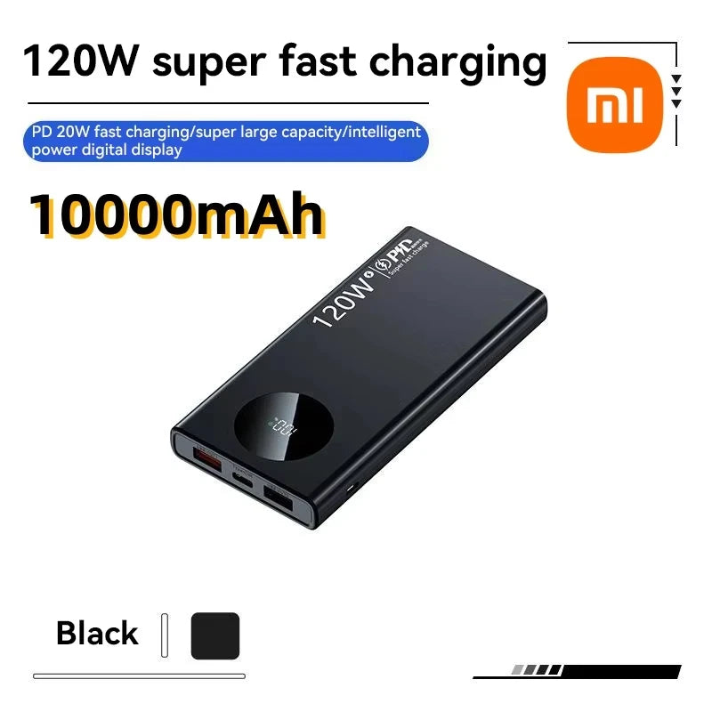 High Capacity Power Bank, Fast Charging, 120W 500000mAh Portable Battery Charger For iPhone Samsung Huawei 2025 Black 10000mAh
