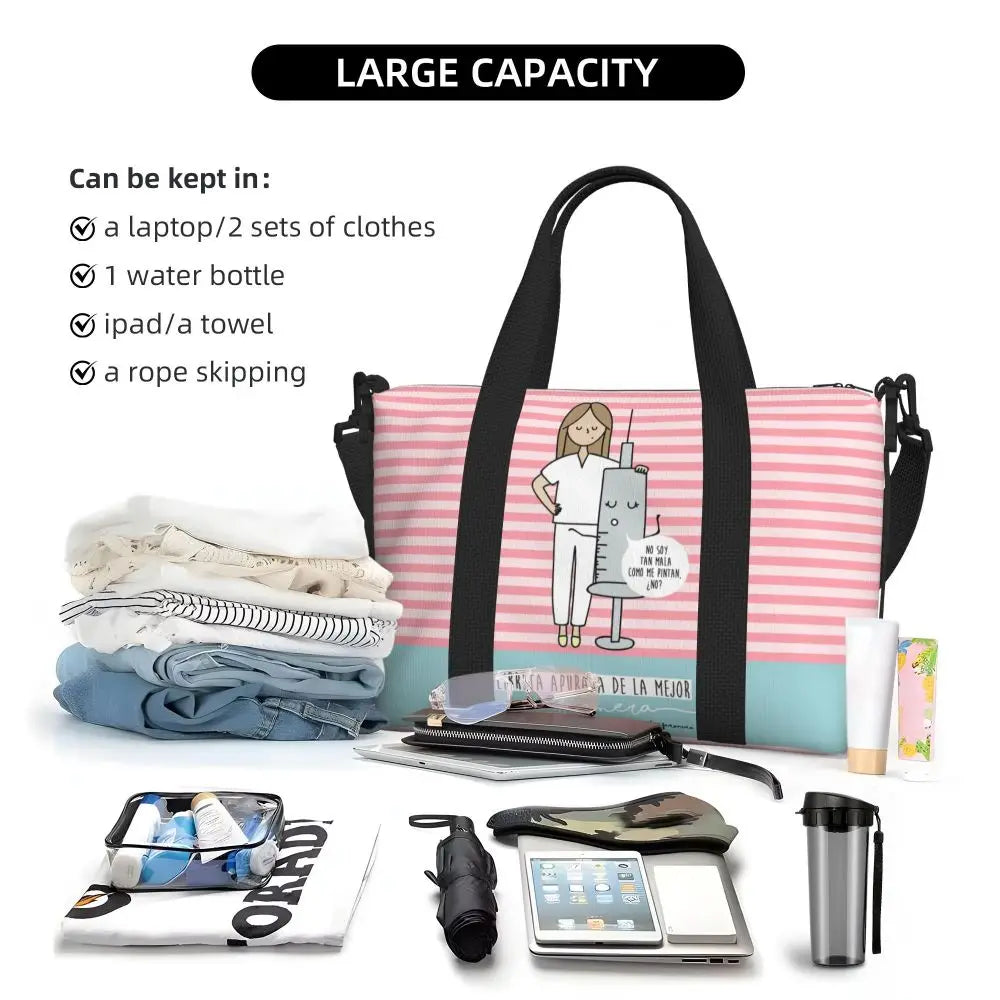 Custom Proud To Be A Nurse Grocery Shopping Tote Bag Women Big Capacity Health Care Nursing Gym Beach Travel Bags