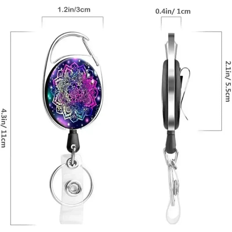 2025 Student Print Office Lanyard Clip Keychain Name Tag Holder Keyring ID Card Keyring Rope Reel Retract Pull Keychain Badge