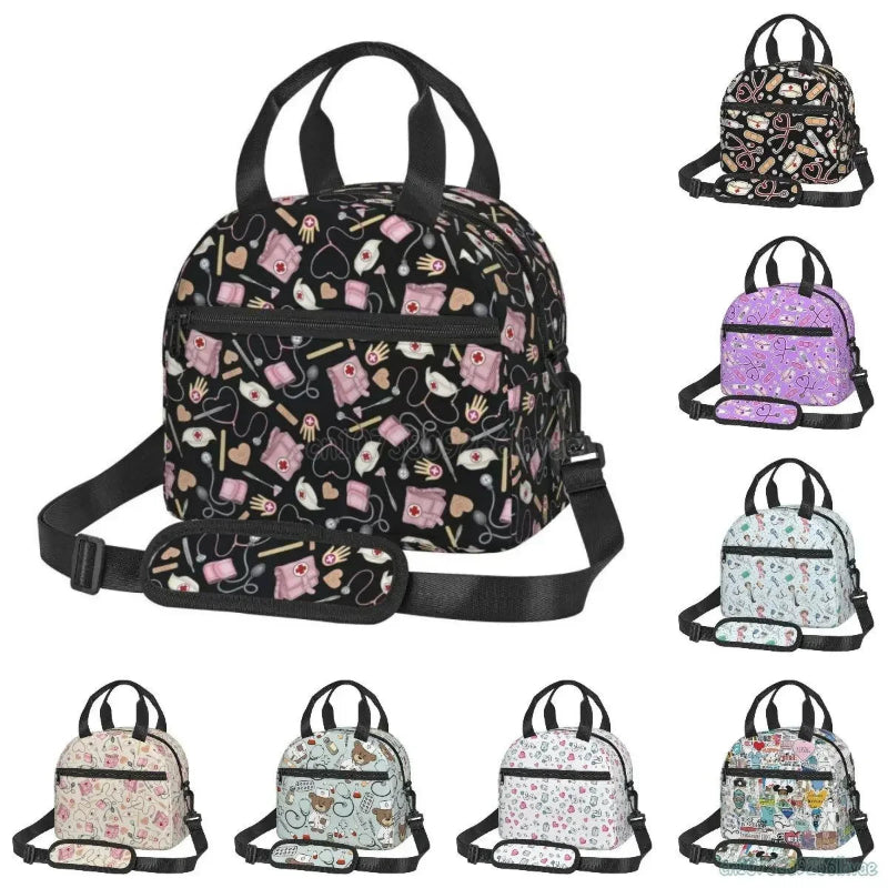 Healthcare inspired, Insulated Lunch Bag Women Thermal Lunch Box Portable Tote Cooler Handbag Bento Pouch Container with Shoulder Strap