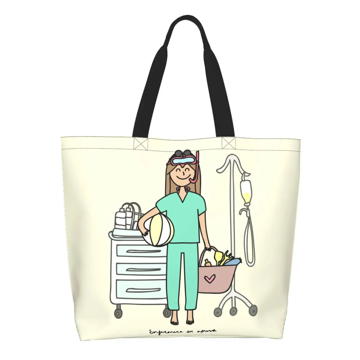 Custom Reusable Funny Nurse Shopping Bag Women Shoulder Canvas Tote Bag Portable Nursing Grocery Shopper Bags 5 50x40x15 cm