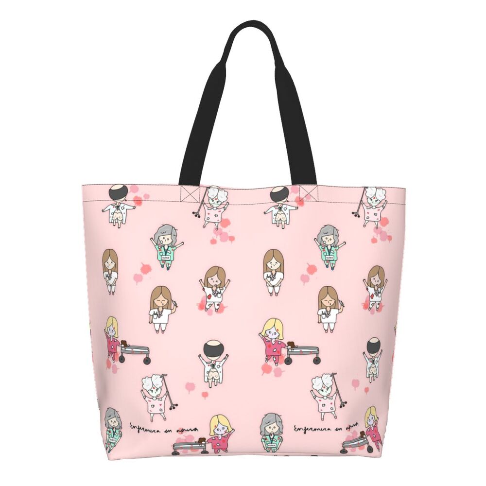 Custom Reusable Funny Nurse Shopping Bag Women Shoulder Canvas Tote Bag Portable Nursing Grocery Shopper Bags