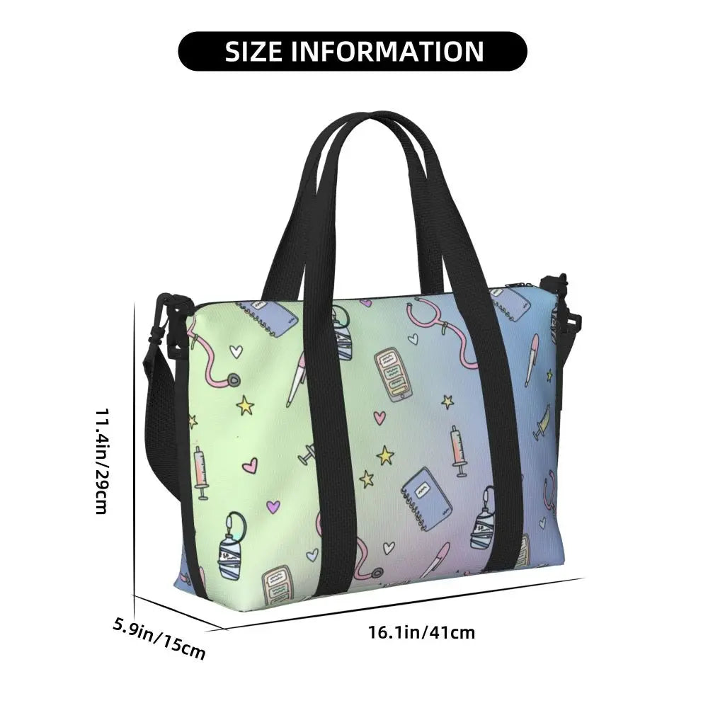 Custom Proud To Be A Nurse Grocery Shopping Tote Bag Women Big Capacity Health Care Nursing Gym Beach Travel Bags