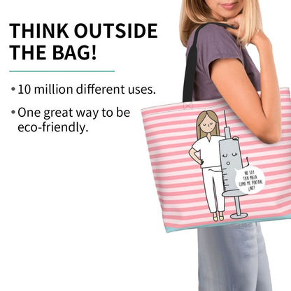 Custom Reusable Funny Nurse Shopping Bag Women Shoulder Canvas Tote Bag Portable Nursing Grocery Shopper Bags