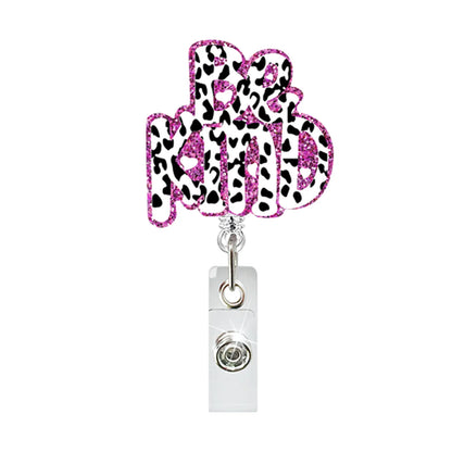 New Design 1 Piece Glitter Retractable Nurse Badge Reel Inspiring Phrase Name Tag ID Card Holder Lanyard School Office Supply 4