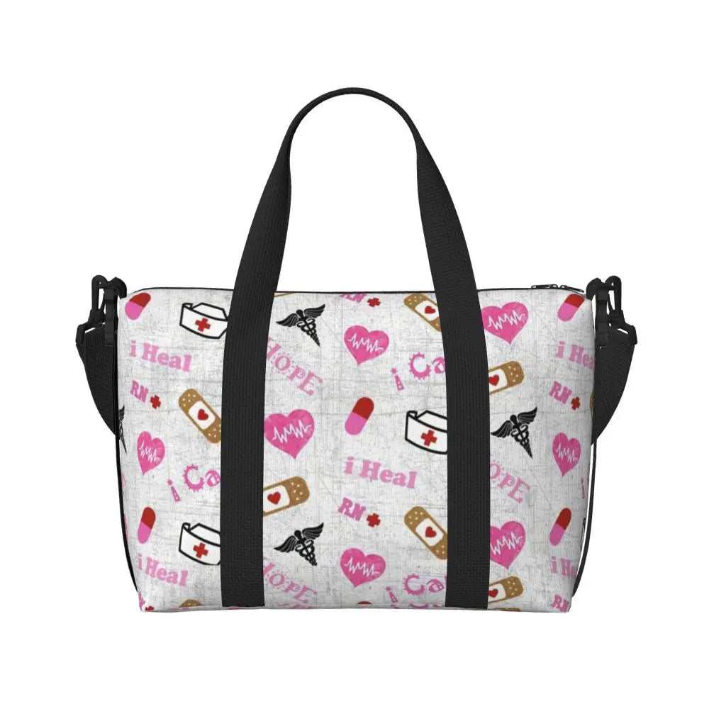 Custom Proud To Be A Nurse Grocery Shopping Tote Bag Women Big Capacity Health Care Nursing Gym Beach Travel Bags