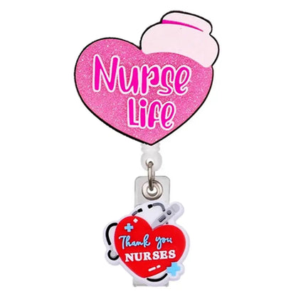 Badge Reel Lightweight Retractable Badge Clip Id Card Holder Compact Nurse Id Holder For Hospitals Doctors Exhibitions Heart Hat