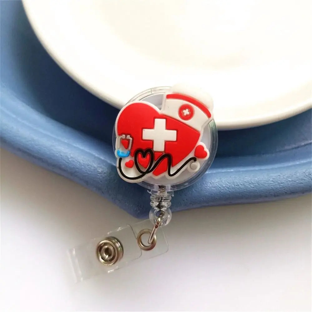 ID Card Holder Nurse Badge Reel Name Tag Chest Card Retractable Badge Holder Exhibition Card Work Card Easy Pull Buckle - Healthcare Vibes