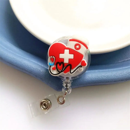 ID Card Holder Nurse Badge Reel Name Tag Chest Card Retractable Badge Holder Exhibition Card Work Card Easy Pull Buckle - Healthcare Vibes