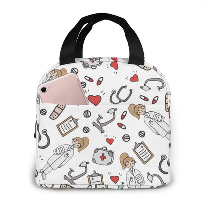 Portable Lunch Bag Cartoon Nurse Pattern Thermal Insulated Lunch Tote Cooler Handbag Bento Pouch Container School Food Bags 3