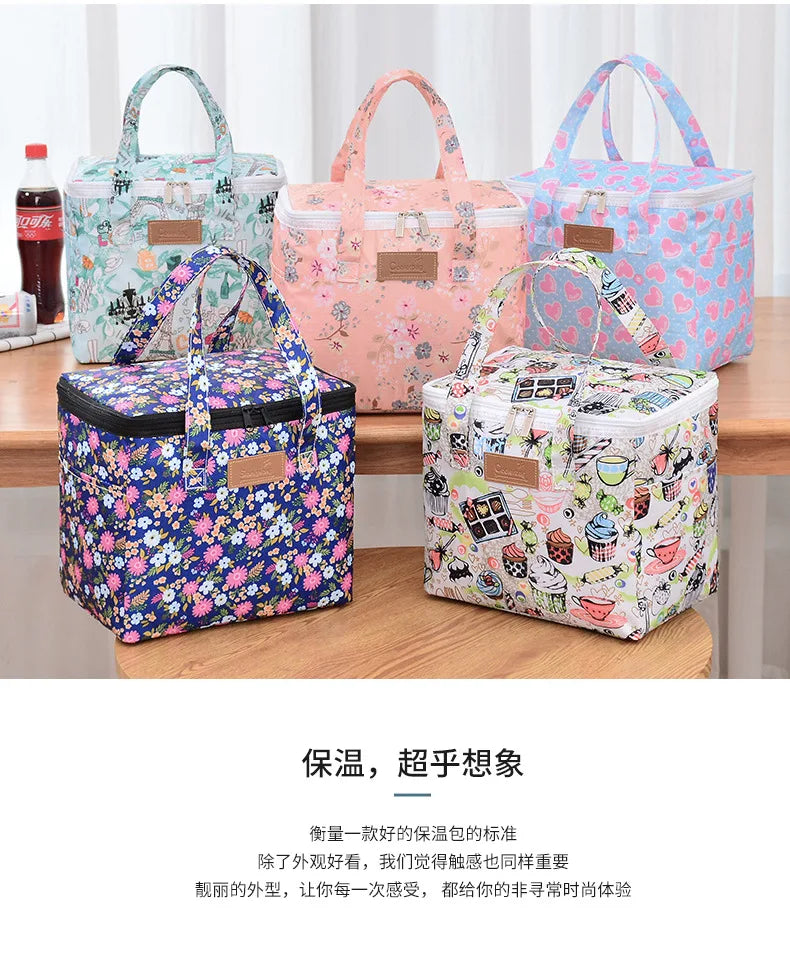Portable Lunch Bag New Thermal Insulated Lunch Box Tote Cooler Functional Handbag Student Bento Pouch School Food Storage Bags
