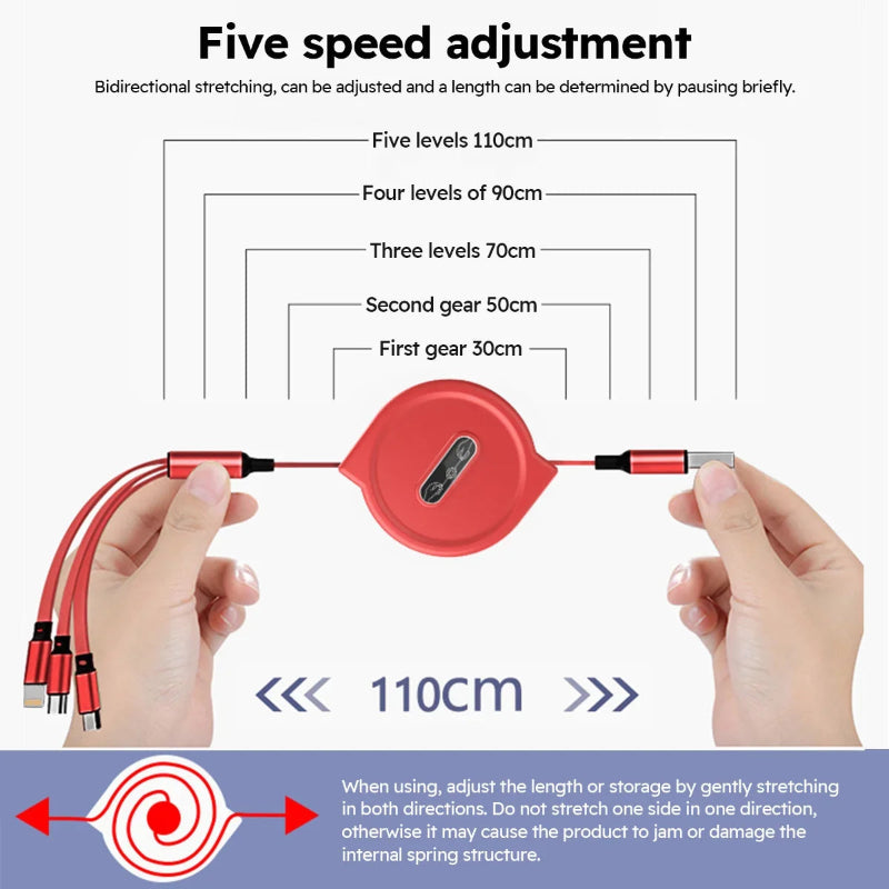 3 In 1 Retractable USB Cable Fast Charging Data Cord: Great gift for the unit, or someone who always needs to borrow your charger