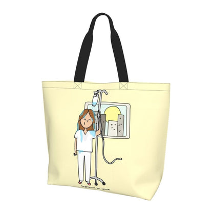 Custom Reusable Funny Nurse Shopping Bag Women Shoulder Canvas Tote Bag Portable Nursing Grocery Shopper Bags