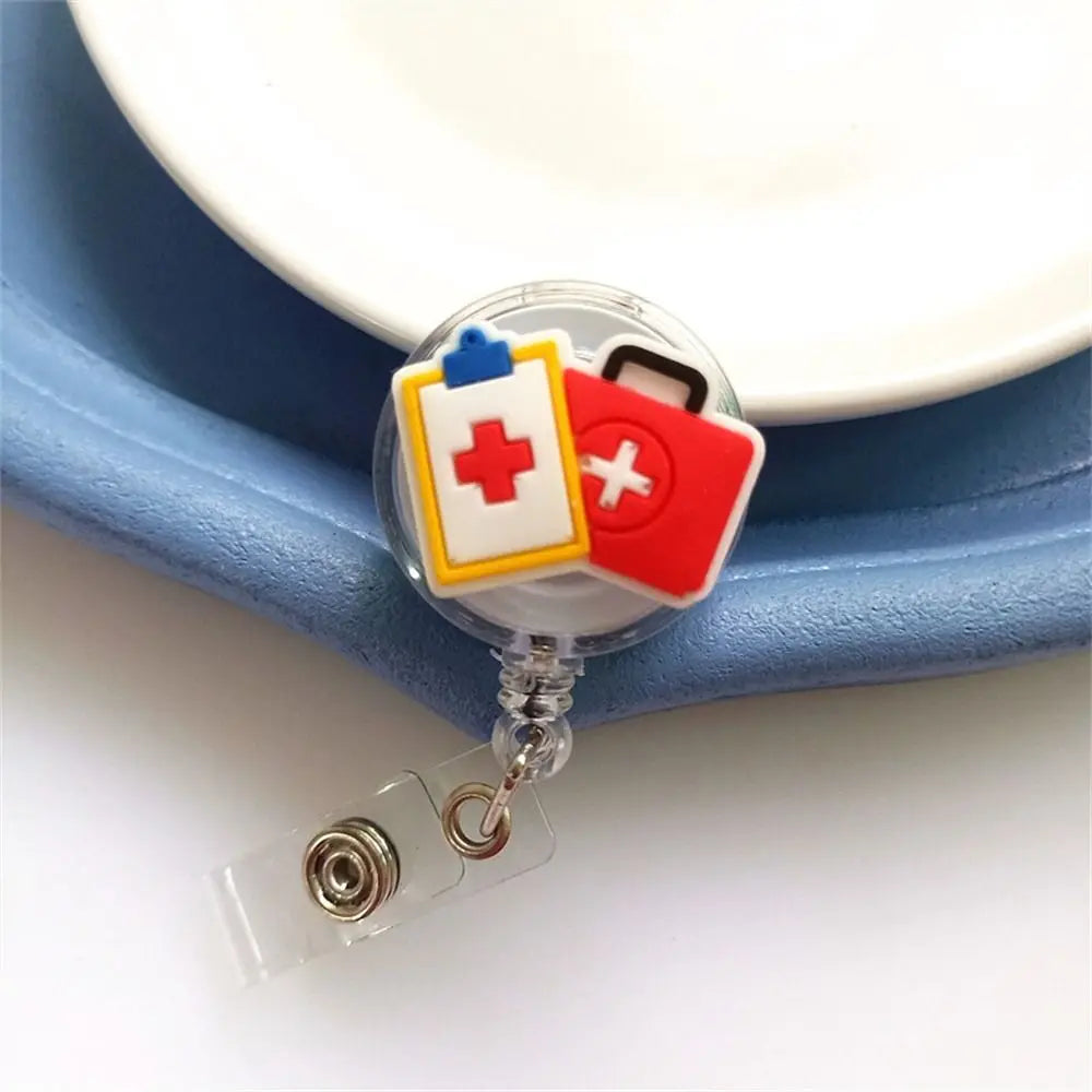 ID Card Holder Nurse Badge Reel Name Tag Chest Card Retractable Badge Holder Exhibition Card Work Card Easy Pull Buckle - Healthcare Vibes