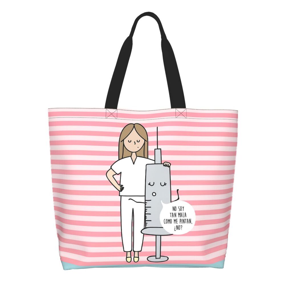 Custom Reusable Funny Nurse Shopping Bag Women Shoulder Canvas Tote Bag Portable Nursing Grocery Shopper Bags