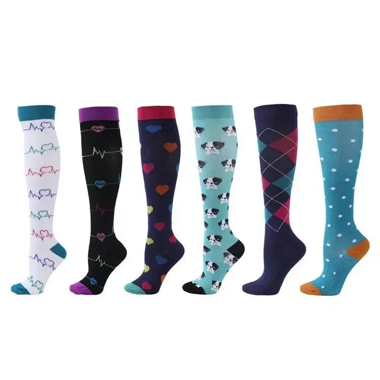 6 Pairs Compression Socks for Men & Women – Ideal for Running, Soccer, Leggings, and Nurses – Pressure Support