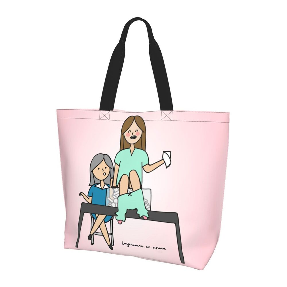 Custom Reusable Funny Nurse Shopping Bag Women Shoulder Canvas Tote Bag Portable Nursing Grocery Shopper Bags