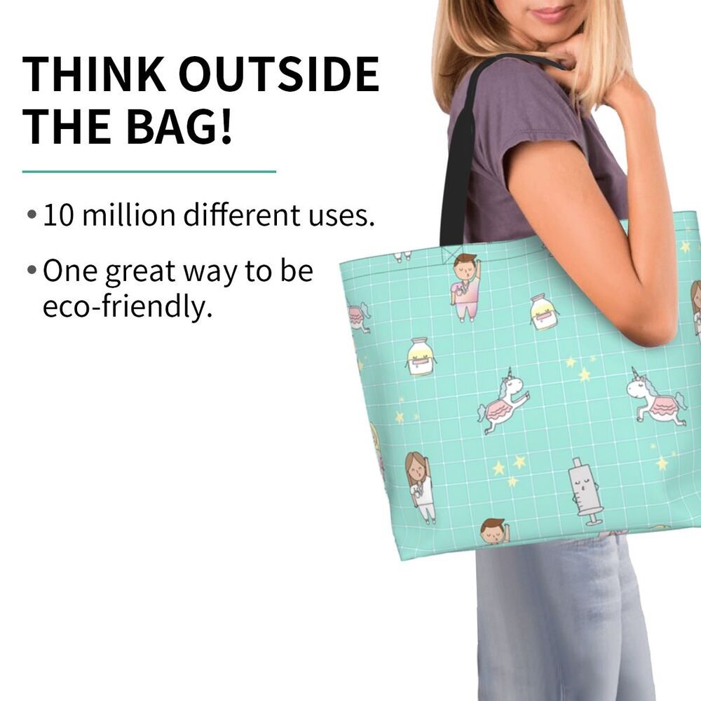 Custom Reusable Funny Nurse Shopping Bag Women Shoulder Canvas Tote Bag Portable Nursing Grocery Shopper Bags