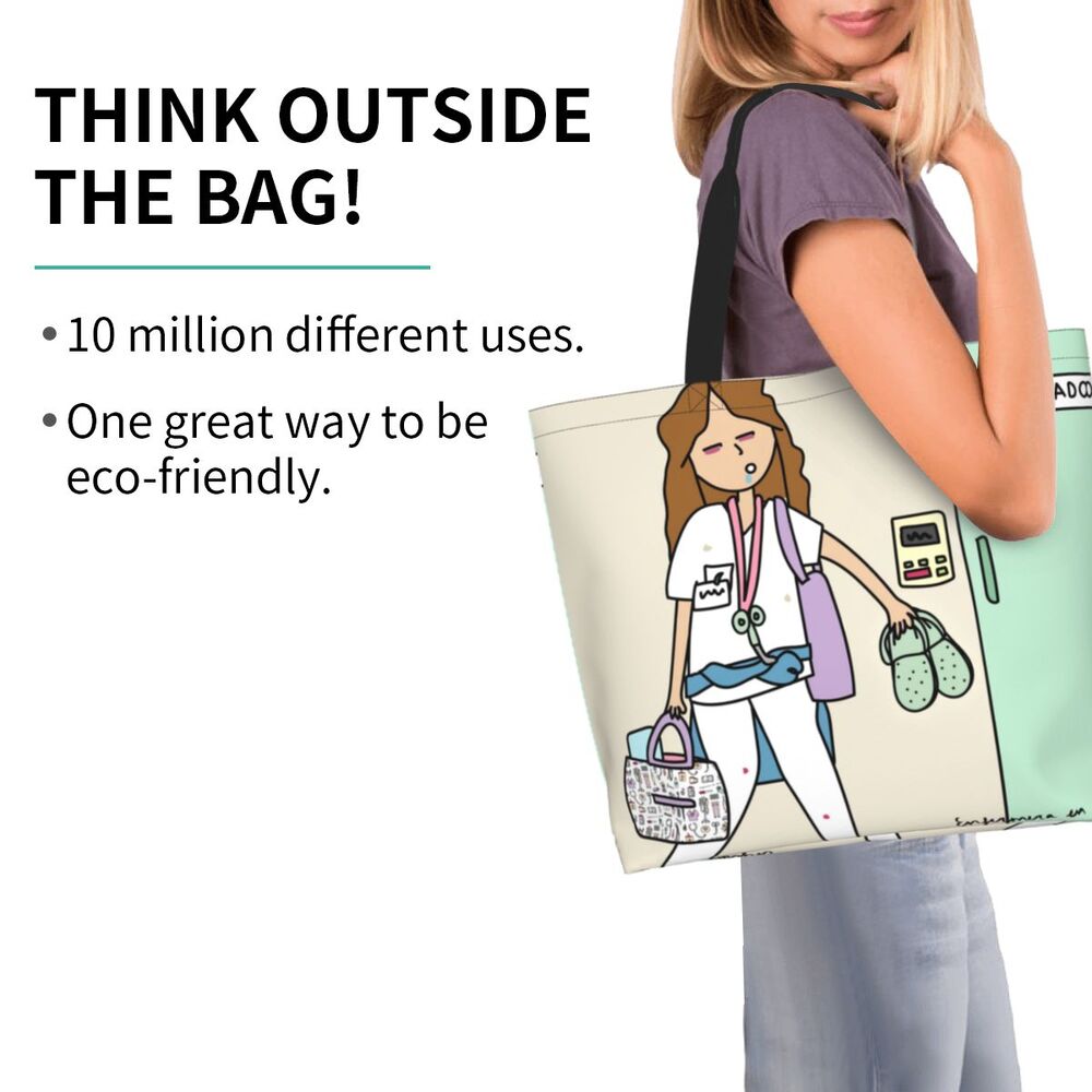 Custom Reusable Funny Nurse Shopping Bag Women Shoulder Canvas Tote Bag Portable Nursing Grocery Shopper Bags