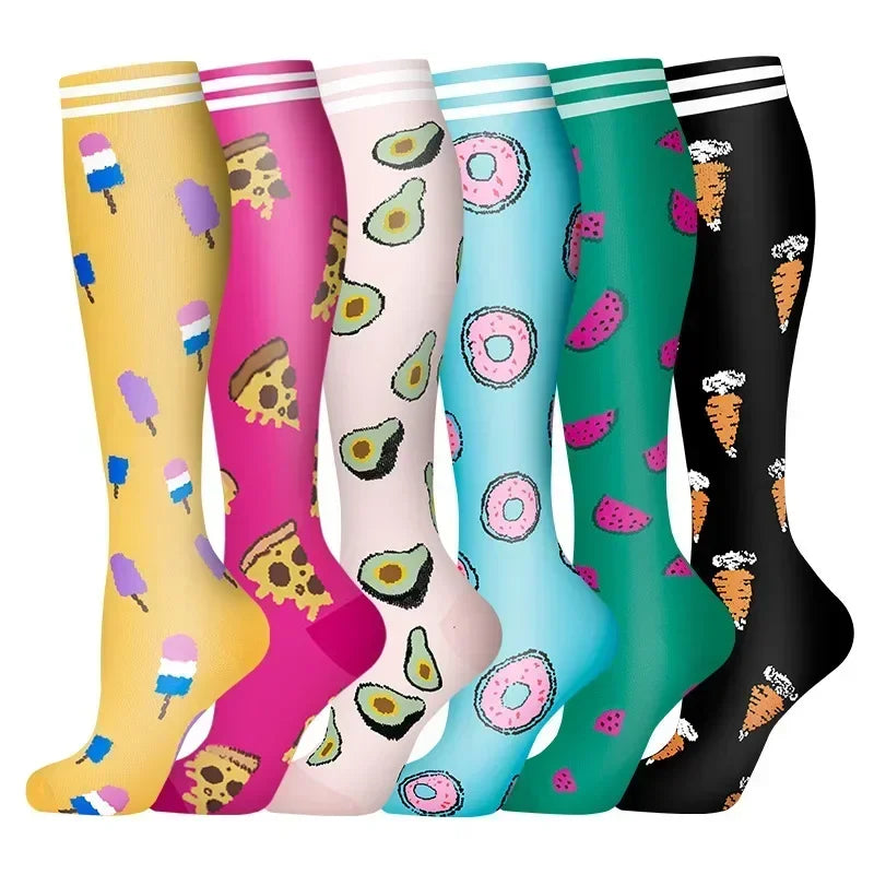 6 Pairs Compression Socks for Men & Women – Ideal for Running, Soccer, Leggings, and Nurses – Pressure Support