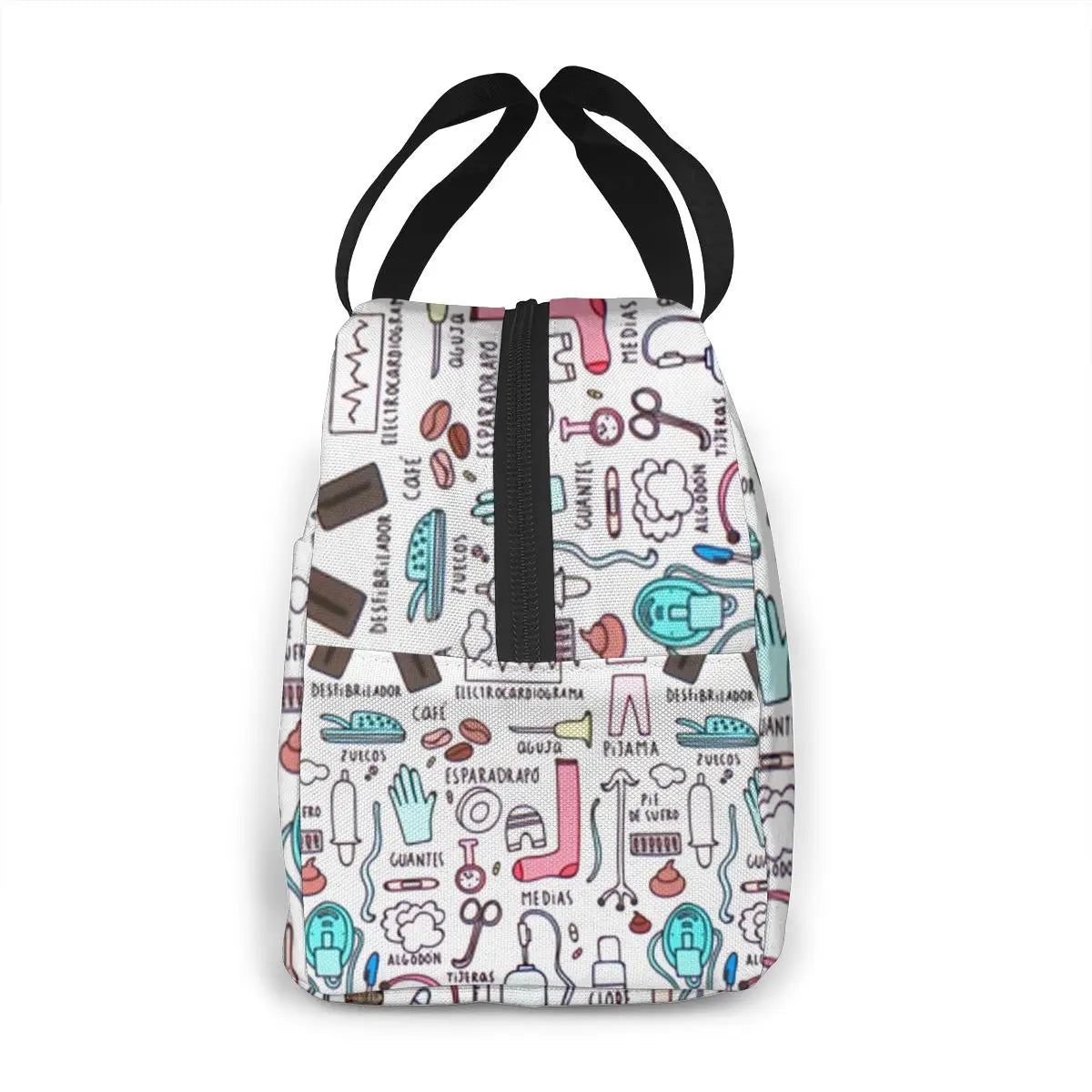 Portable Nurse Bag Insulated Lunch Bags Women Cute Nurse Print Food Case Tote Cooler Bento Bag for Kids Lunch Pouch - Healthcare Vibes