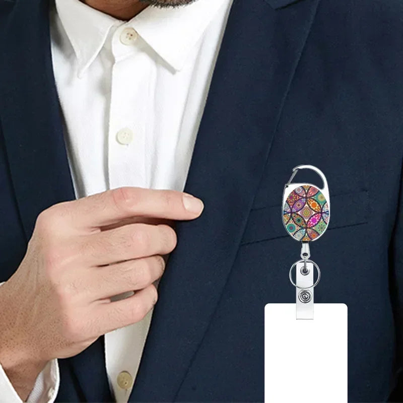 2025 Student Print Office Lanyard Clip Keychain Name Tag Holder Keyring ID Card Keyring Rope Reel Retract Pull Keychain Badge