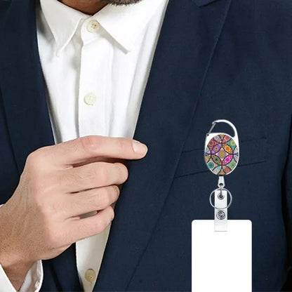 2025 Student Print Office Lanyard Clip Keychain Name Tag Holder Keyring ID Card Keyring Rope Reel Retract Pull Keychain Badge